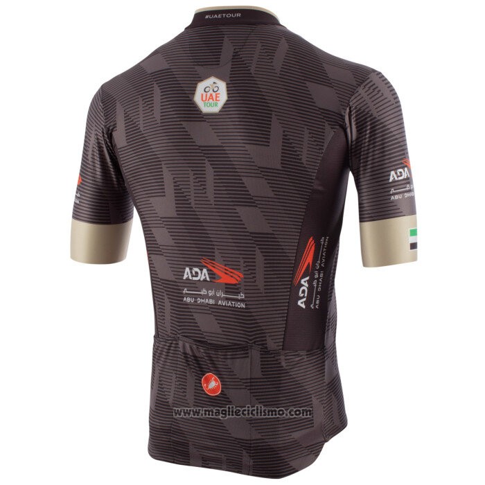 2020 Abbigliamento Ciclismo UAE Tour Marrone Manica Corta e Salopette